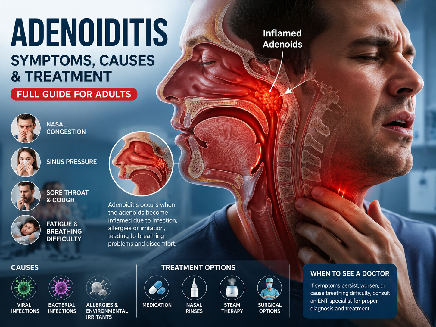Adenoiditis Symptoms Causes and Treatment Full Guide for Adults